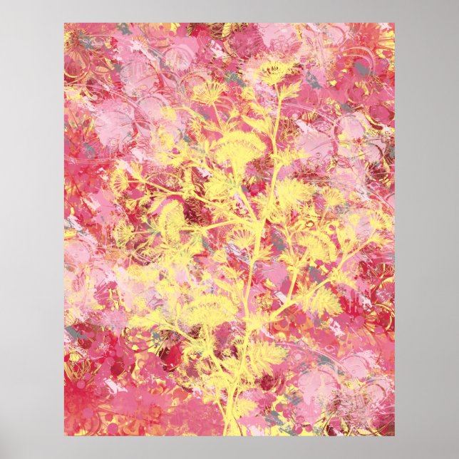 Pink Floral Abstract Poster (Front)