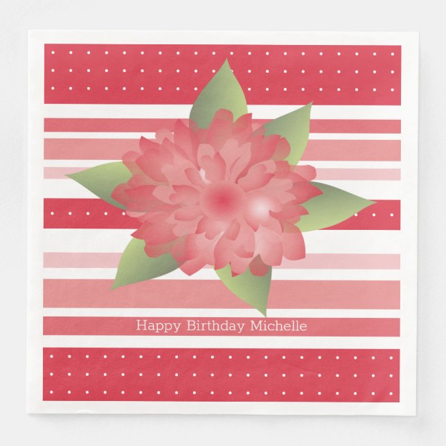 Pink Floral Accented Napkin (Front)