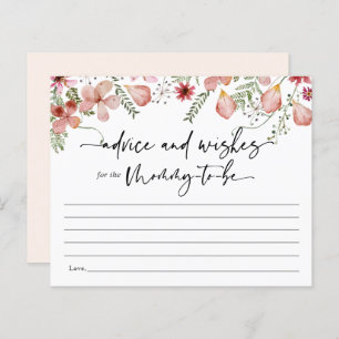 Pink Floral Advice for Mummy Baby Shower Game Card