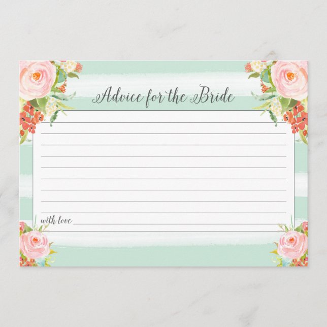 Pink Floral Advice For the Bride Card (Front)