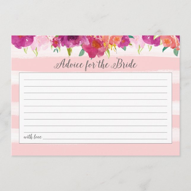 Pink Floral Advice For the Bride Card (Front)