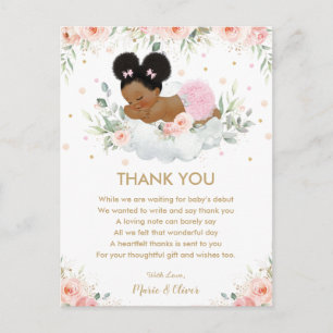 Pink Floral African American Baby Shower Birthday Postcard