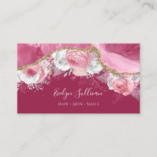 pink floral agate  business card