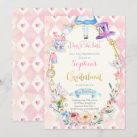 Pink Floral Alice In ONEderland Birthday Tea Party