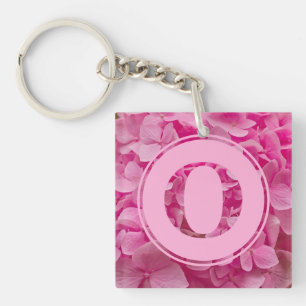 Pink Floral Alphabet Letter "O" and XO Key Ring