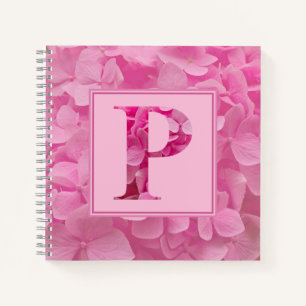 Pink Floral Alphabet Letter "P" Journal Notebook