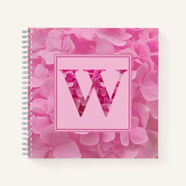 Pink Floral Alphabet Letter "W" Journal Notebook (Front)