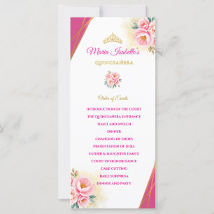 Pink Floral and Gold Quinceañera Order of events