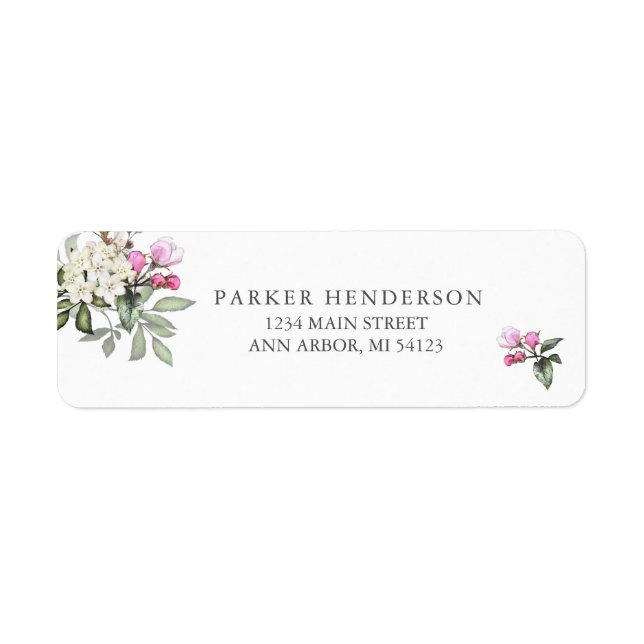 Pink Floral and Greenery Return Address Label (Front)