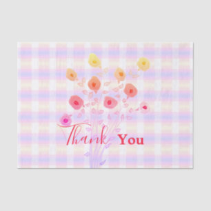 Pink Floral and Plaid Thank You Tissue Tissue Paper
