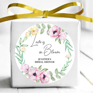 Pink Floral Anemone Love is in Bloom Bridal Shower Classic Round Sticker
