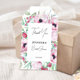 Pink Floral Anemones Bridal shower Gift Tags