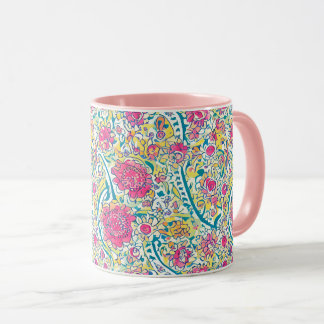 Pink Floral Arabic Pattern Mug