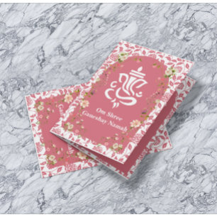 Pink Floral Arch Frame Indian Wedding Invitation