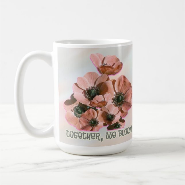 pink floral art coffee mug (Left)