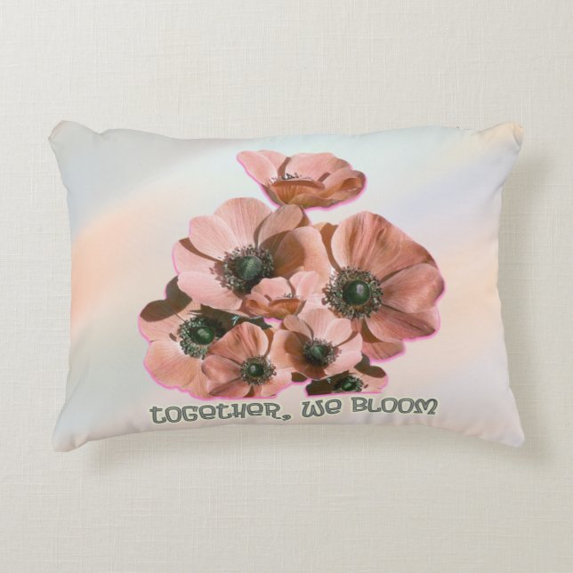 pink floral art decorative cushion (Front)