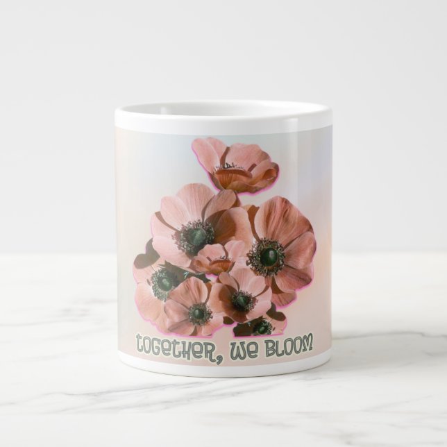 pink floral art large coffee mug (Front)