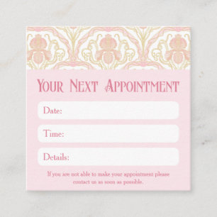 Pink Floral Art Nouveau Feminine Appointment Card