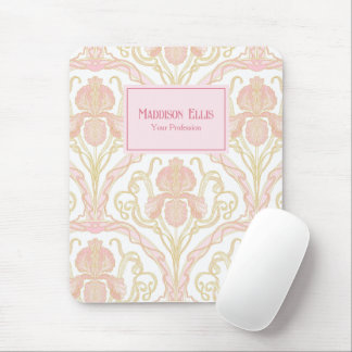 Pink Floral Art Nouveau Feminine Business Mouse Pad