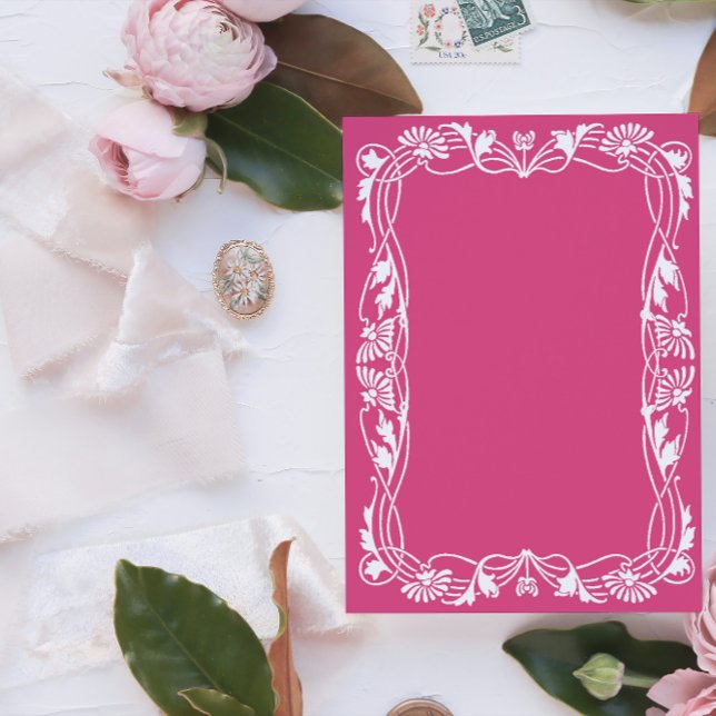 Pink Floral Art Nouveau Frame Invitation Template  (Creator Uploaded)