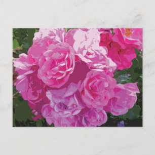 Pink floral art postcard