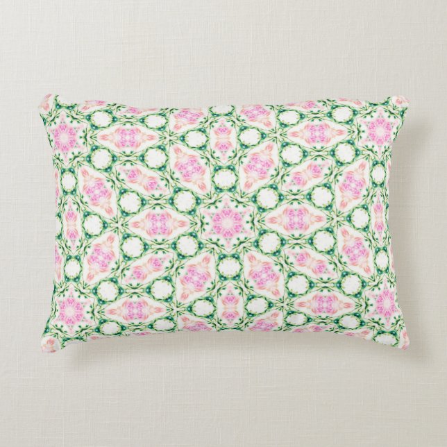 Pink Floral Artistic Abstract Pattern Decorative Cushion (Front)