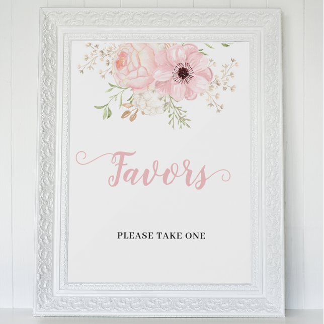 Pink Floral Baby Girl Favours Baby Shower Sign (Creator Uploaded)