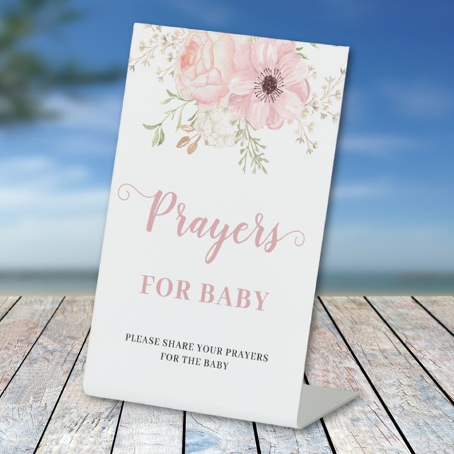 Pink Floral Baby Girl Prayers for Baby Shower Sign (Creator Uploaded)