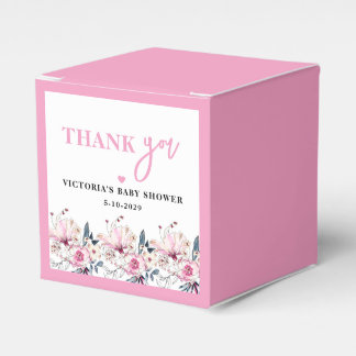 Pink Floral Baby in Bloom Baby Shower Favour Box