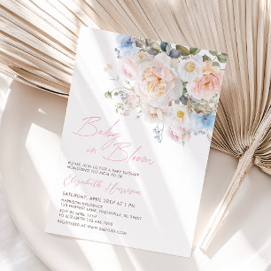 Pink Floral Baby in Bloom Baby Shower Invitation