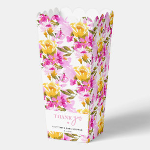 Pink Floral Baby in Bloom Baby Shower Popcorn Favour Box