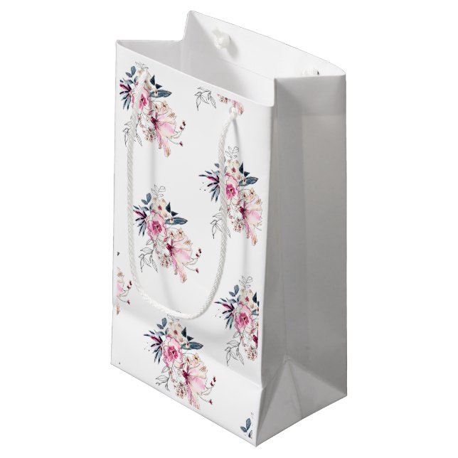 Pink Floral Baby in Bloom Baby Shower Small Gift Bag (Front Angled)