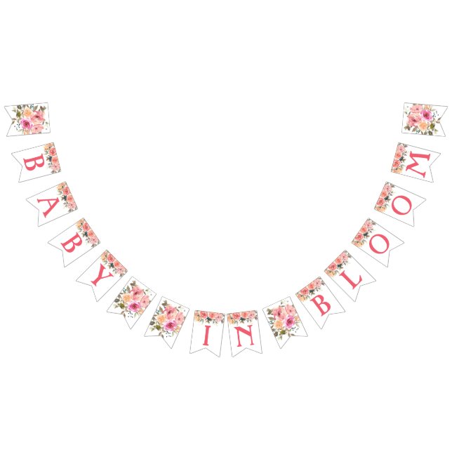Pink Floral Baby In Bloom Girl Baby Shower Bunting (All)