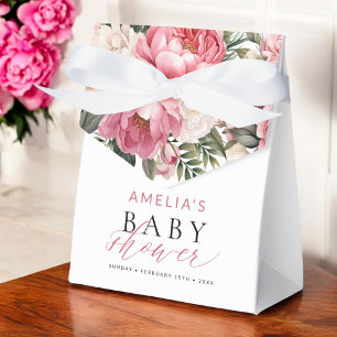 Pink Floral Baby In Bloom Girl Baby Shower Favour Box