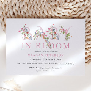 Pink Floral Baby In Bloom Girl Baby Shower Invitation