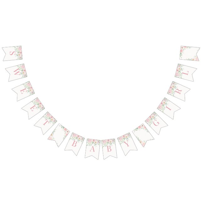 Pink Floral Baby in Bloom Hydrangea Baby Shower Bunting (All)