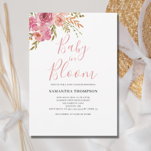 Pink Floral Baby In Bloom Shower Invitation