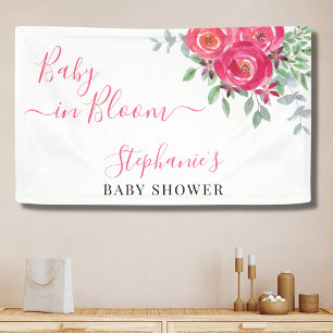 Pink Floral Baby Shower Banner