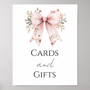 Pink Floral Baby Shower Cards and Gifts Party Sign