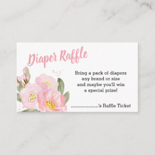 Pink Floral Baby Shower Diaper Raffle Enclosure Card