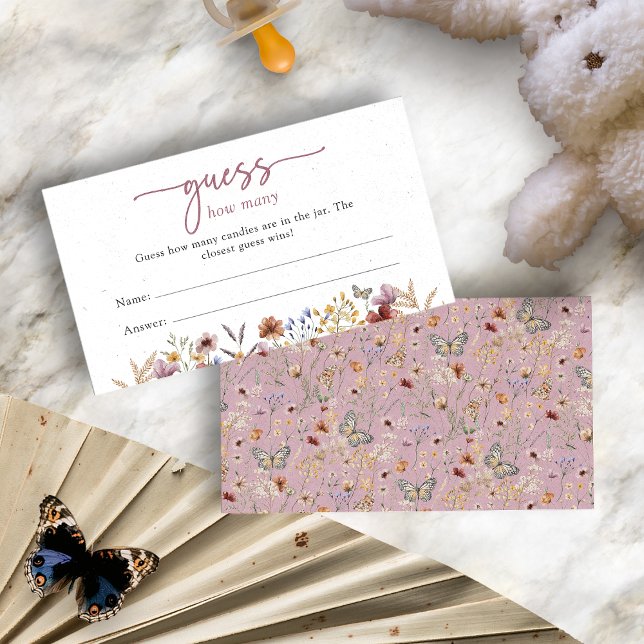 Pink Floral Baby Shower Enclosure Card (Dusty Pink Boho Floral Guess How Many Baby Shower Enclosure Card by Painted Paperie
)