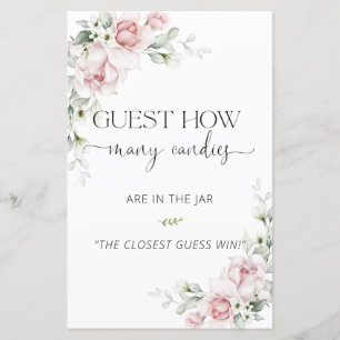 Pink Floral Baby Shower Guess the Baby Food Game