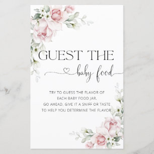 Pink Floral Baby Shower Guess the Baby Food Game