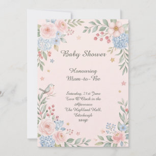 Pink Floral Baby Shower Invitation