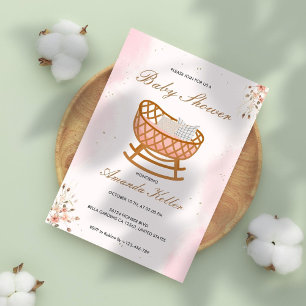 Pink Floral Baby Shower Invitation