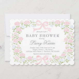 Pink Floral Baby Shower Invitation, Invitation