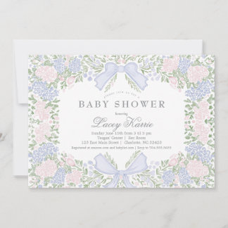 Pink Floral Baby Shower Invitation,  Invitation