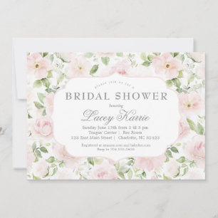 Pink Floral Baby Shower Invitation, Invitation