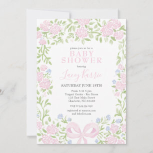 Pink Floral Baby Shower Invitation, Invitation