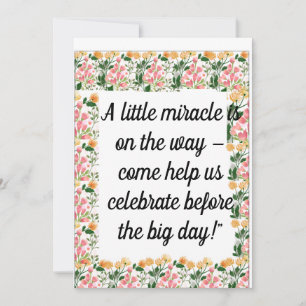 Pink Floral Baby Shower Invitation   “Little Mirac
